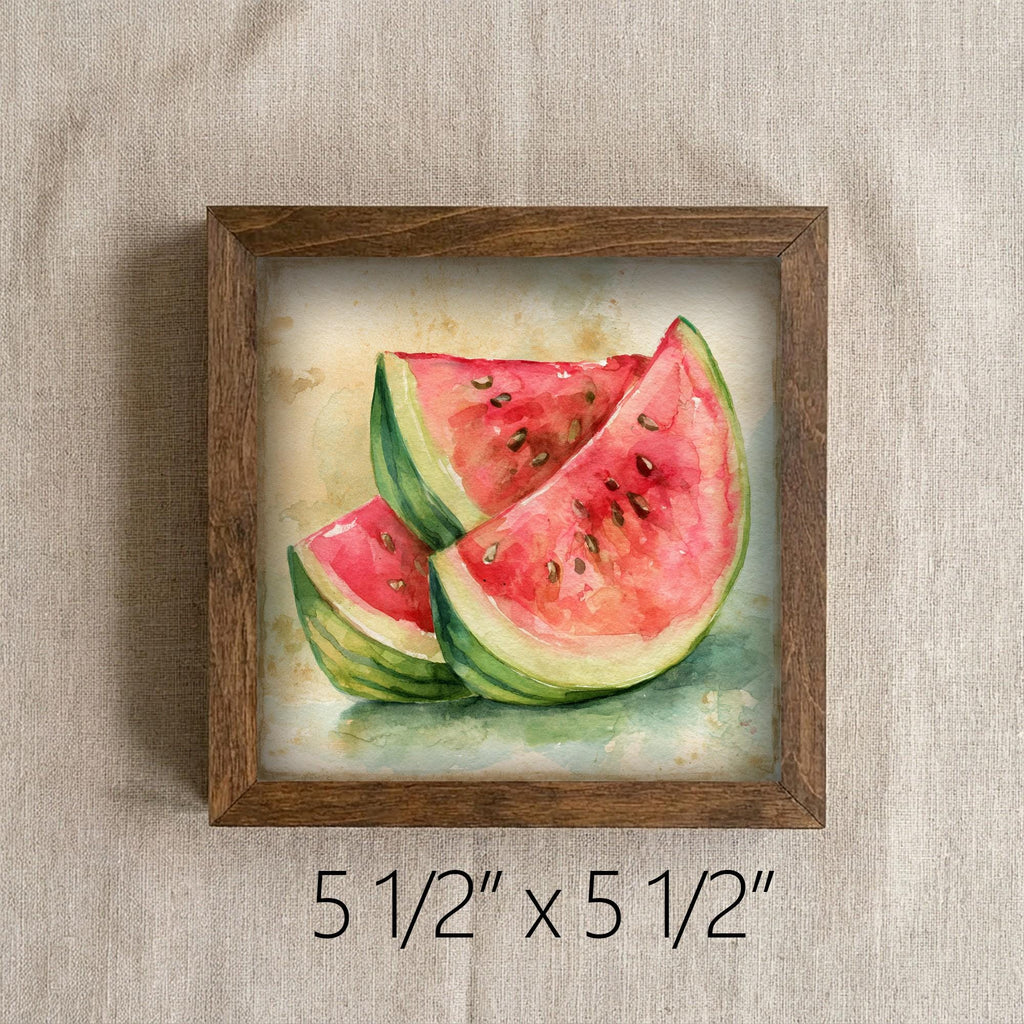 Framed Watermelon Art Print | Rustic Farmhouse Kitchen Decor