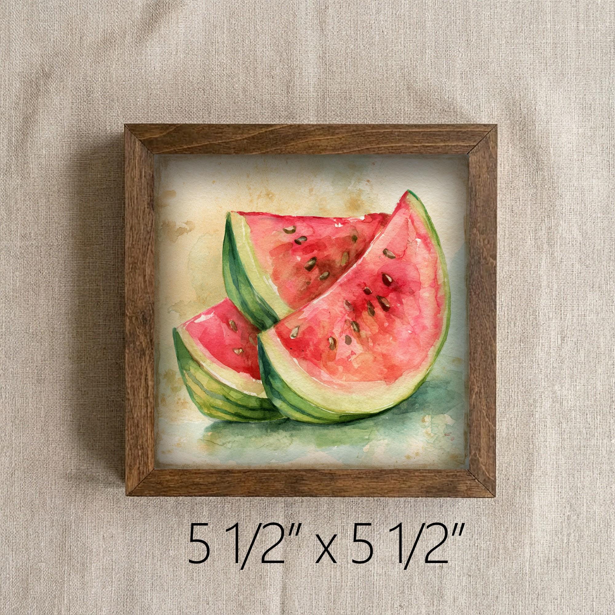 Framed Watermelon Art Print | Rustic Farmhouse Kitchen Decor