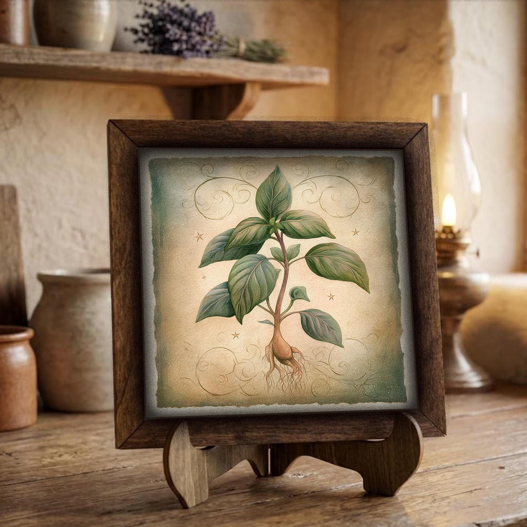 Framed Botanical Plant Art Print | Rustic Farmhouse Shelf Decor