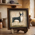 Framed Boston Terrier Art Print | Rustic Farmhouse Dog Decor