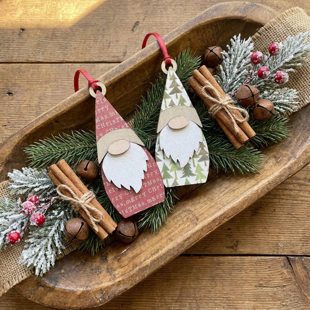 Reversible Christmas Gnome Ornaments | Farmhouse Holiday Decor (Set of 2)