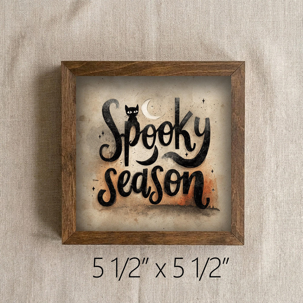 Framed Spooky Season Art Print | Rustic Halloween Shelf Decor