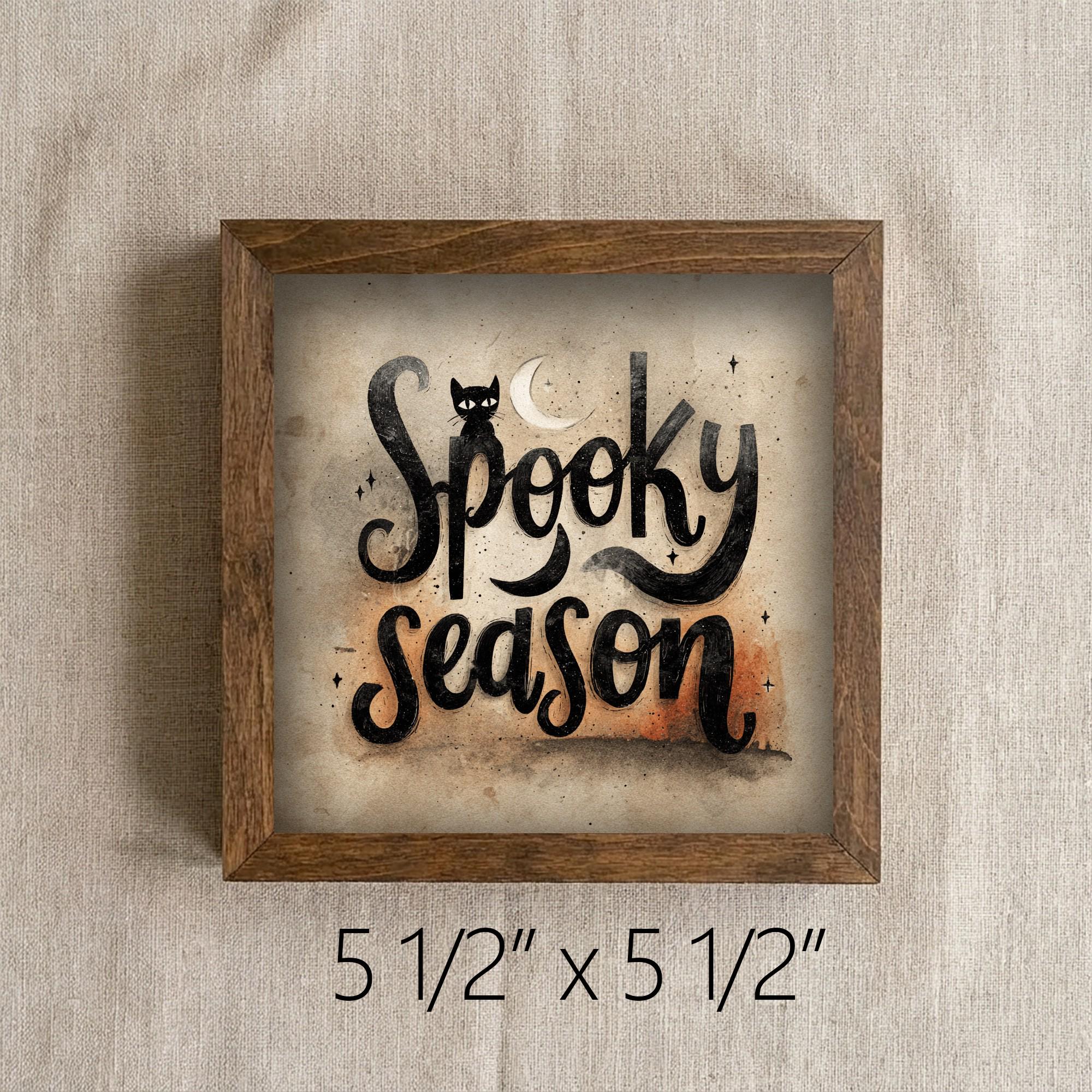 Framed Spooky Season Art Print | Rustic Halloween Shelf Decor