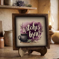 Framed Witches Brew Art Print | Rustic Halloween Shelf Decor