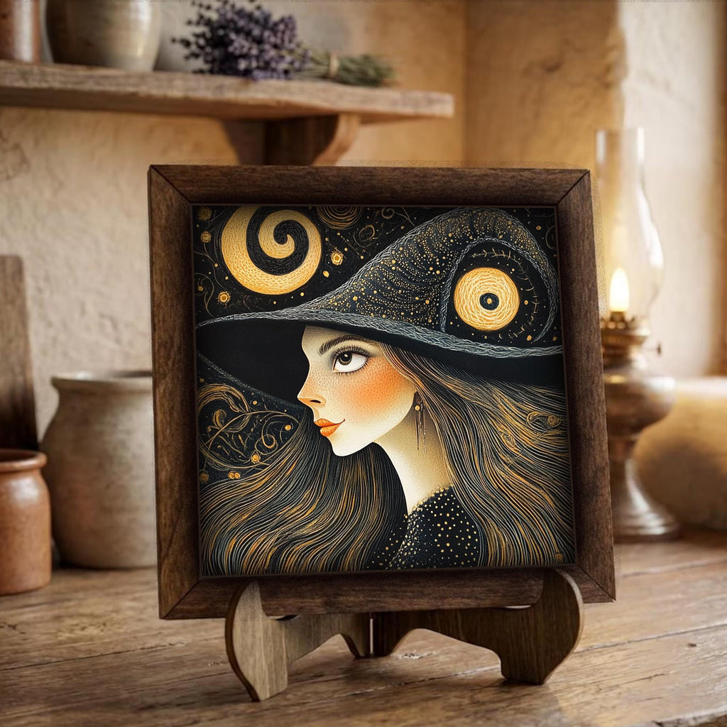 Framed Witch Art Print | Rustic Halloween Farmhouse Decor