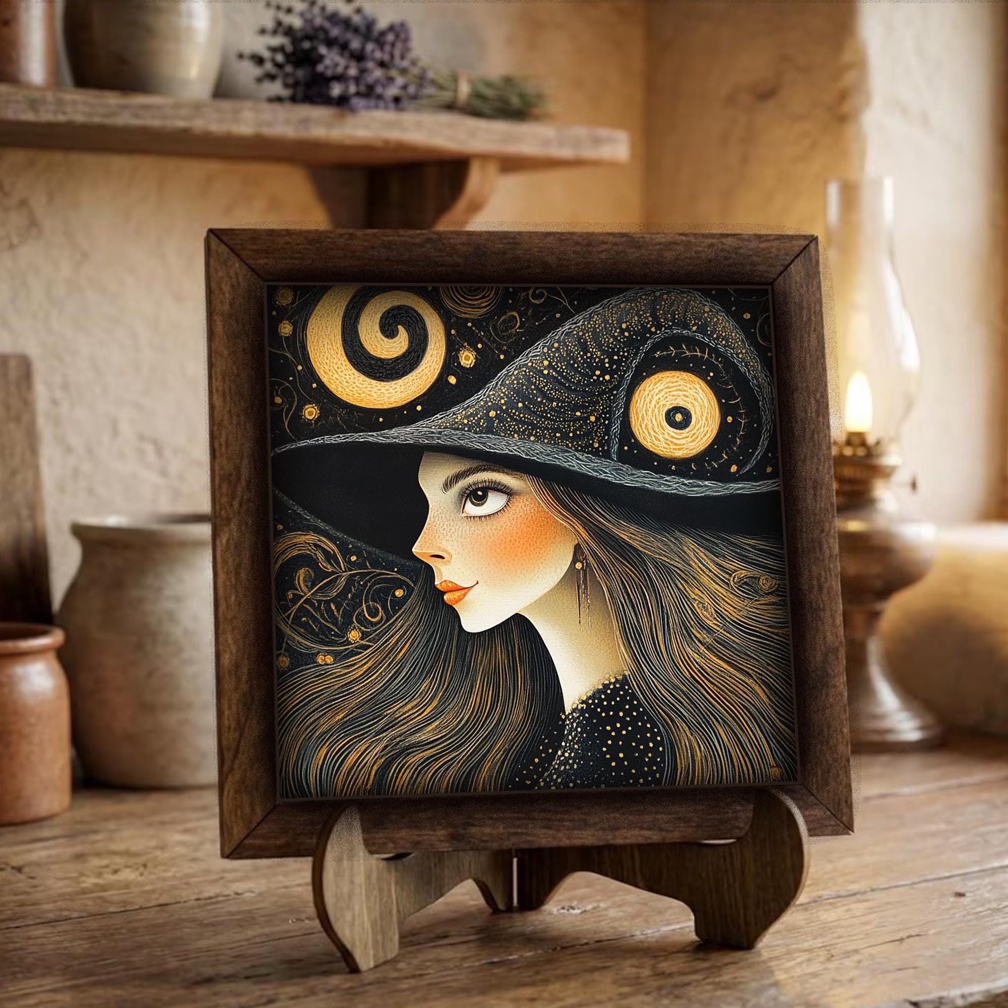 Framed Witch Art Print | Rustic Halloween Farmhouse Decor