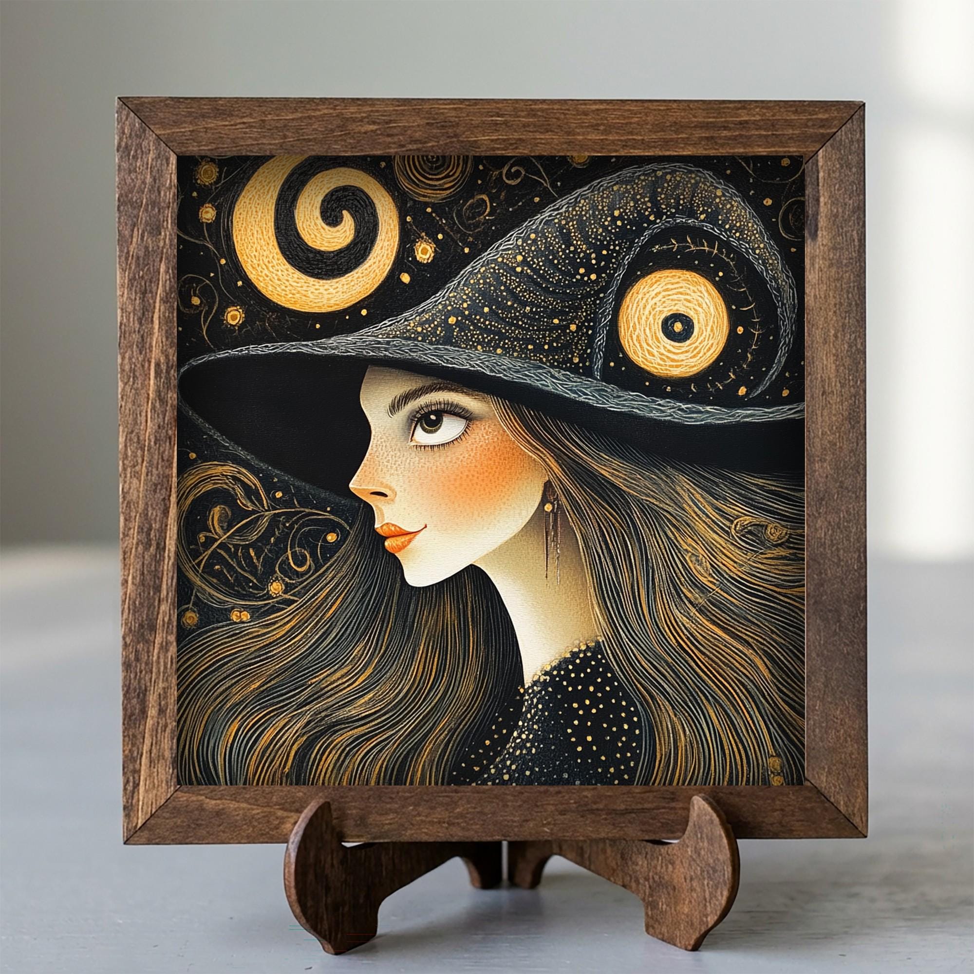Framed Witch Art Print | Rustic Halloween Farmhouse Decor