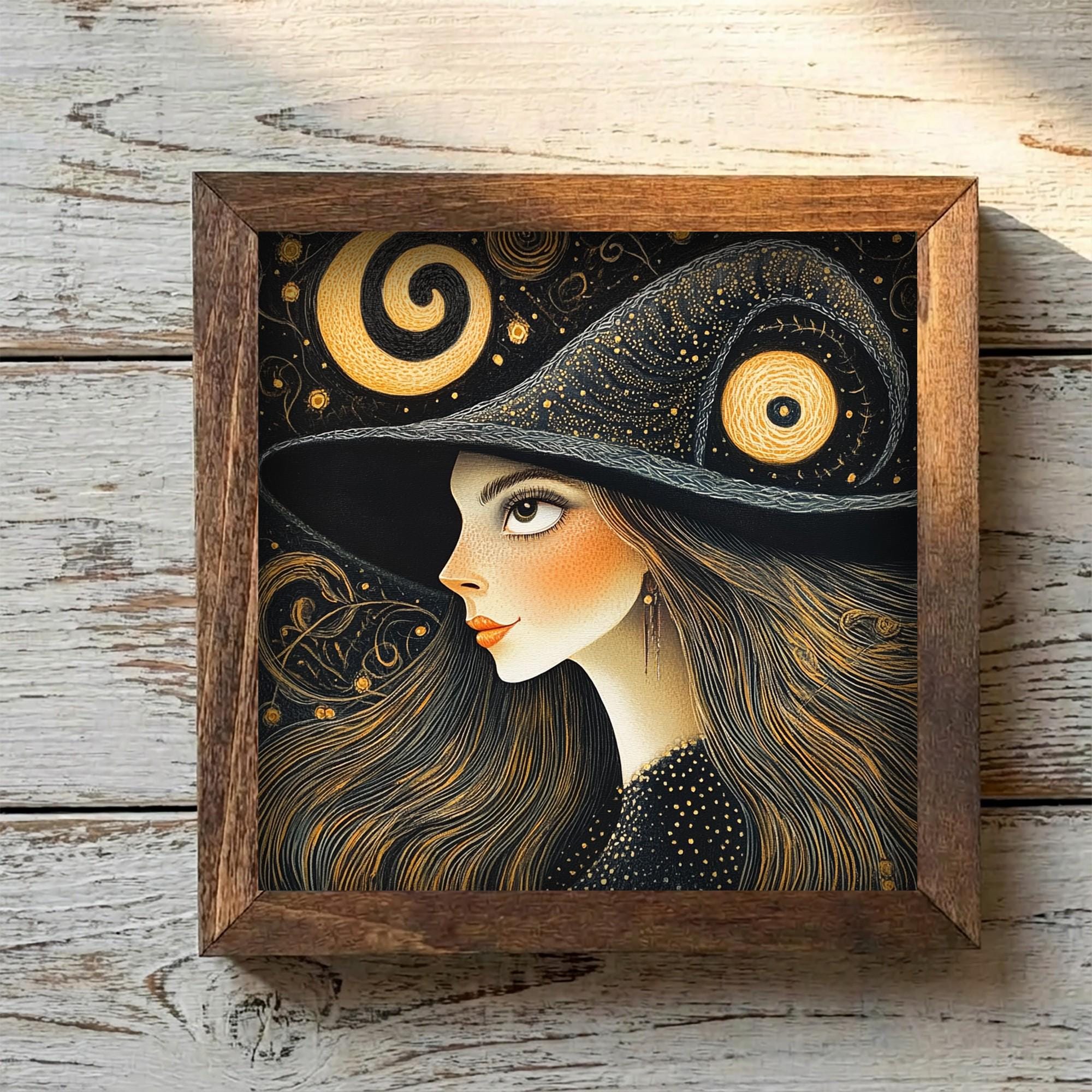 Framed Witch Art Print | Rustic Halloween Farmhouse Decor