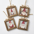 Rustic Framed Gnome Christmas Ornaments (Set of 4) | Rustic Farmhouse Holiday Decor (Set of 4)