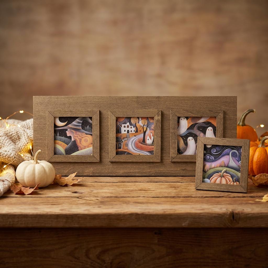 Halloween Magnetic Frame Set | Pick 3 Interchangeable Inserts | Rustic Farmhouse Spooky Decor - TheGrumpyRooster