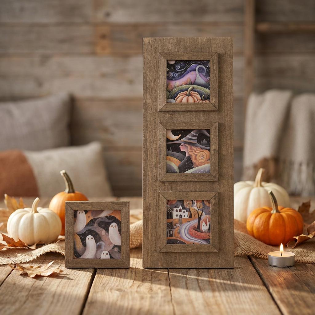 Interchangeable Magnetic Tile Set of 4 – Seasonal Rustic Inserts for Magnetic Frame System – Swappable Wood Decor Tiles | Tiered Tray - TheGrumpyRooster