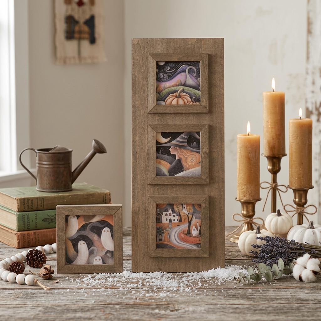 Halloween Magnetic Frame Set | Pick 3 Interchangeable Inserts | Rustic Farmhouse Spooky Decor - TheGrumpyRooster