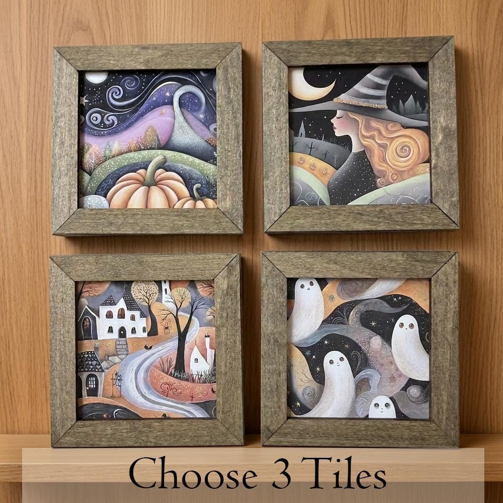 Halloween Magnetic Frame Set | Pick 3 Interchangeable Inserts | Rustic Farmhouse Spooky Decor - TheGrumpyRooster