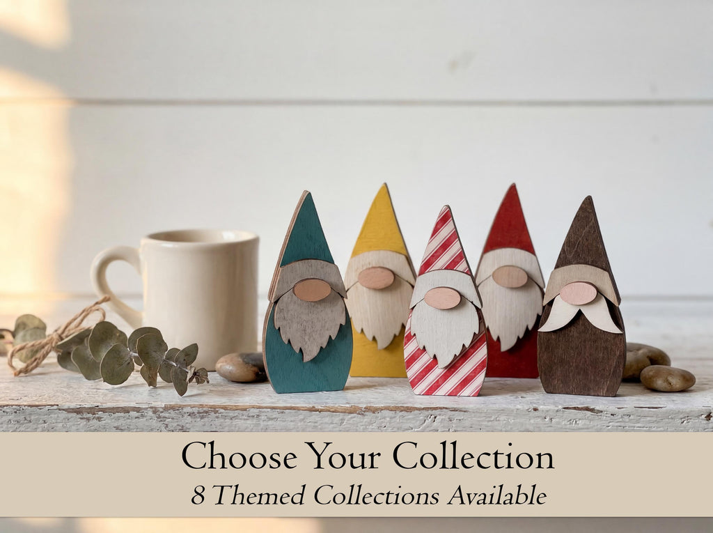 Pocket Gnome Bowl Fillers | Mini Wooden Gnome Set | Tier Tray Decor | Dough Bowl Filler | Farmhouse Gnome Decor | Tiny Collectible Gnomes - TheGrumpyRooster