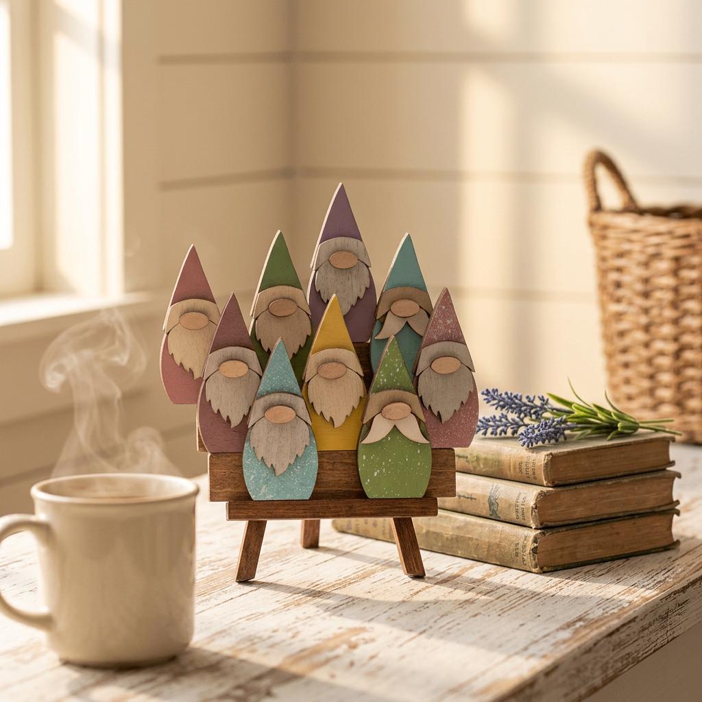 Pocket Gnome Bowl Fillers | Mini Wooden Gnome Set | Tier Tray Decor | Dough Bowl Filler | Farmhouse Gnome Decor | Tiny Collectible Gnomes - TheGrumpyRooster