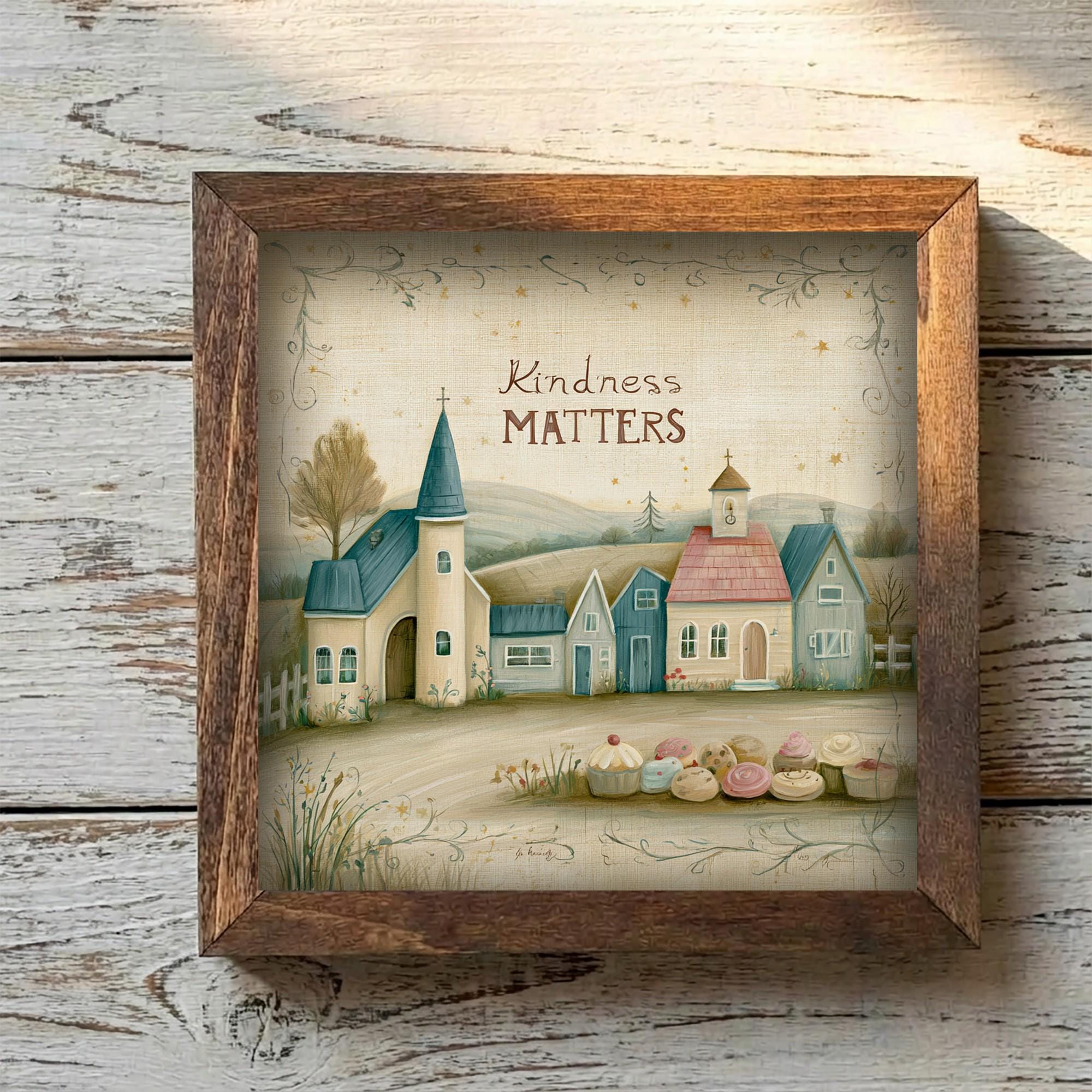 Framed Kindness Matters Art Print | Faith Tiered Tray Decor