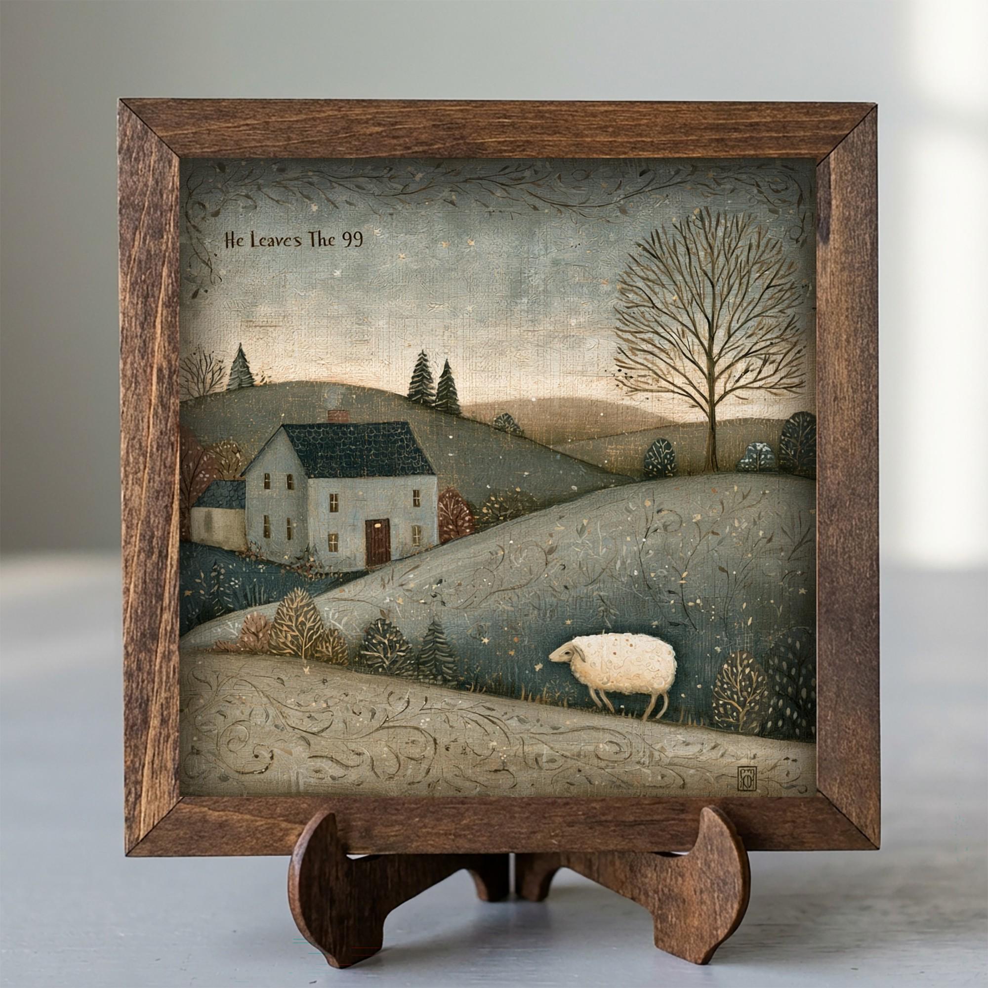 Framed He Leaves The 99 Art Print | Faith Tiered Tray Decor