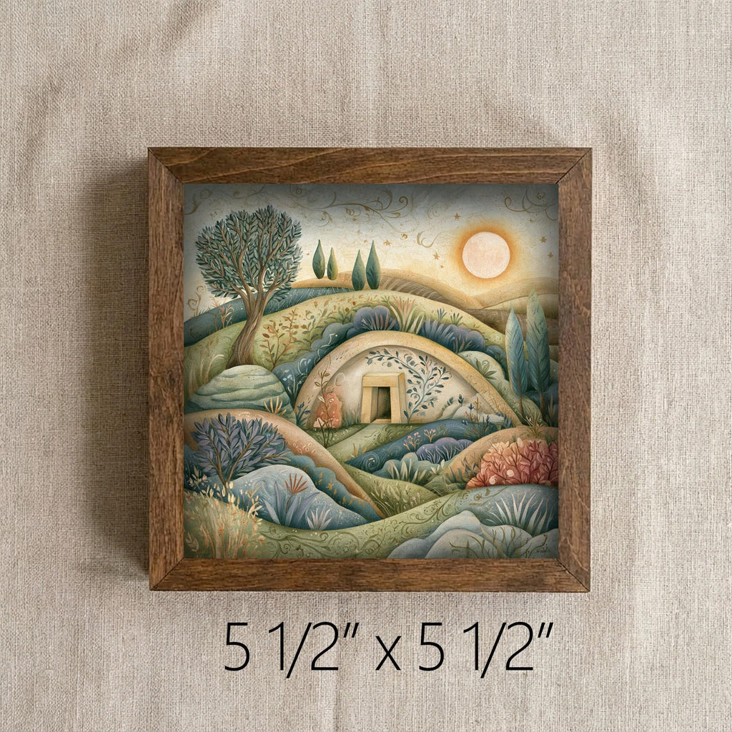 Framed Hillside Home Art Print | Rustic Farmhouse Tiered Tray Decor