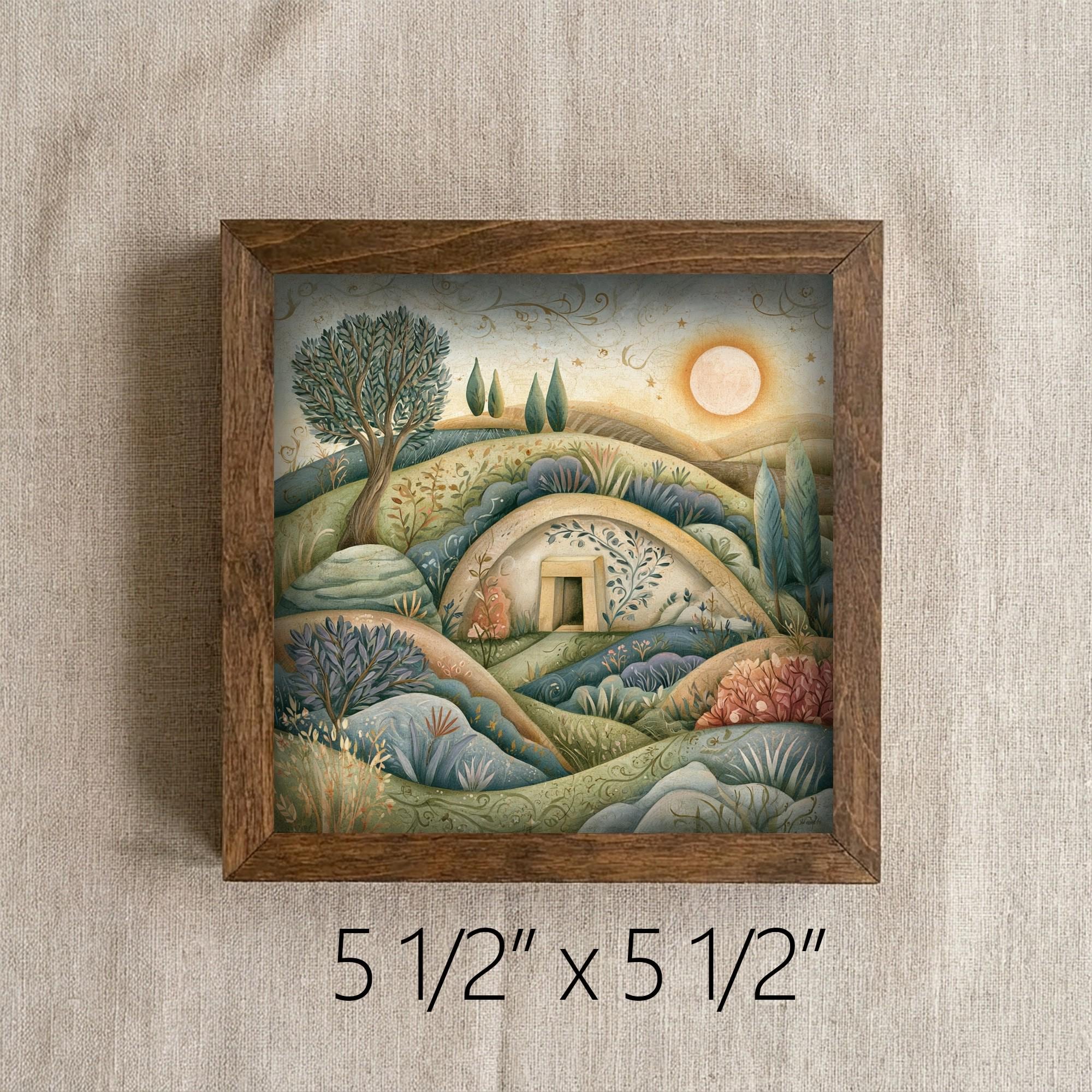 Framed Hillside Home Art Print | Rustic Farmhouse Tiered Tray Decor