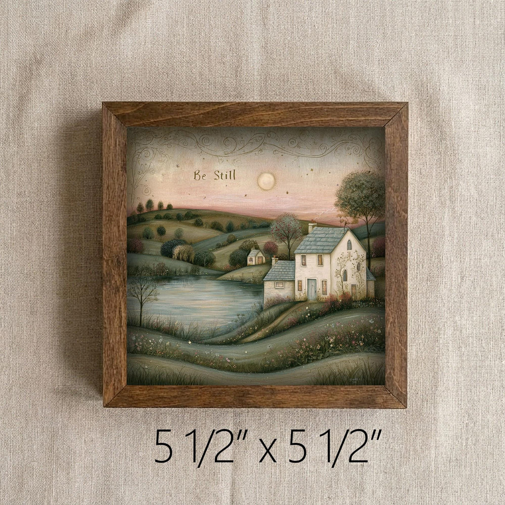Framed Be Still Art Print | Farmhouse Faith Tiered Tray Decor