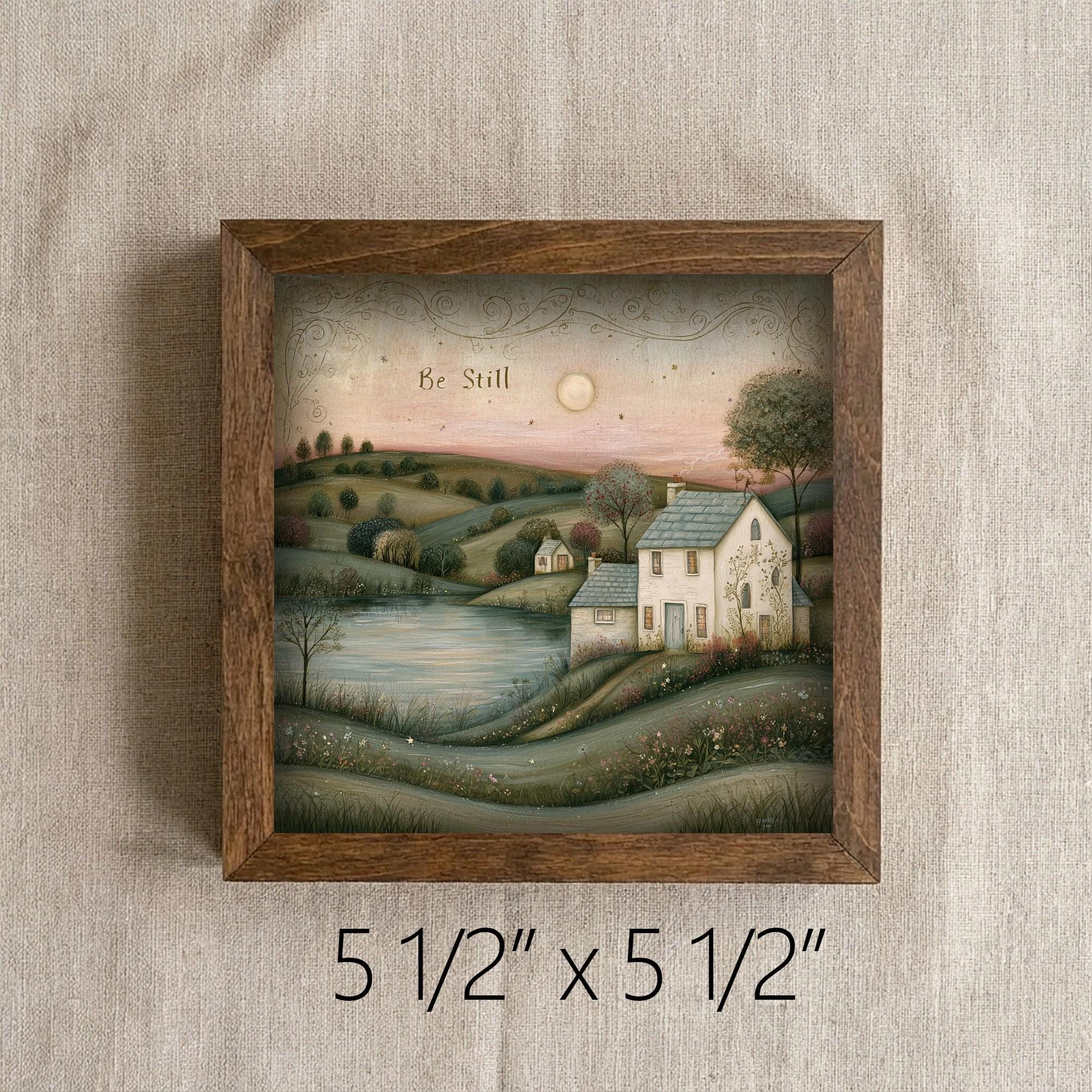 Framed Be Still Art Print | Farmhouse Faith Tiered Tray Decor