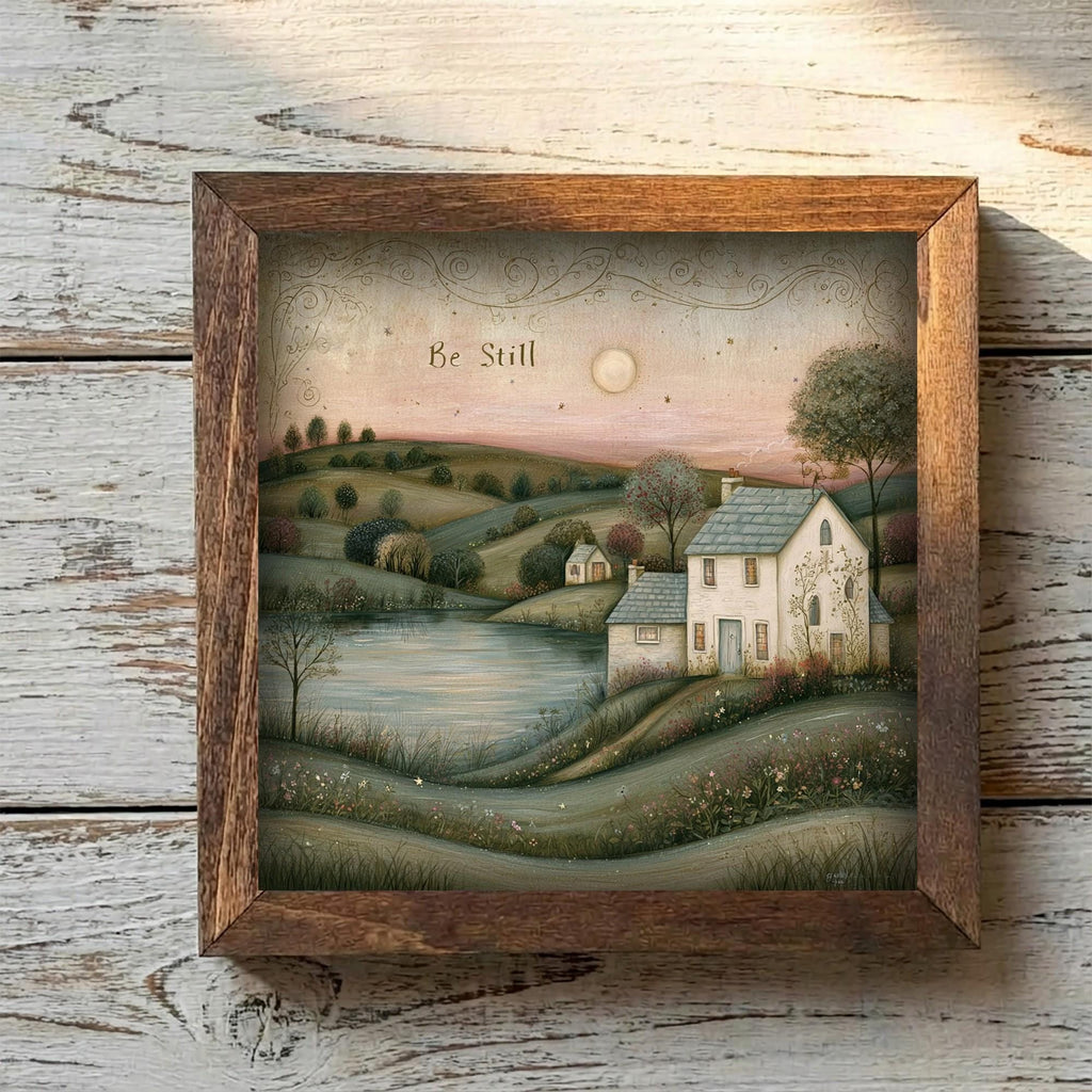 Framed Be Still Art Print | Farmhouse Faith Tiered Tray Decor