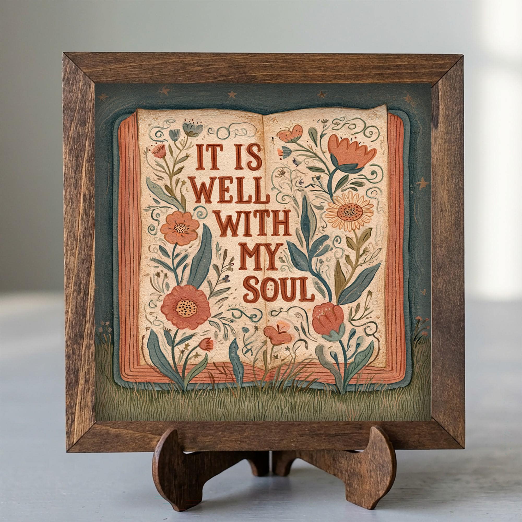 Framed It Is Well With My Soul Art | Faith Tiered Tray Decor