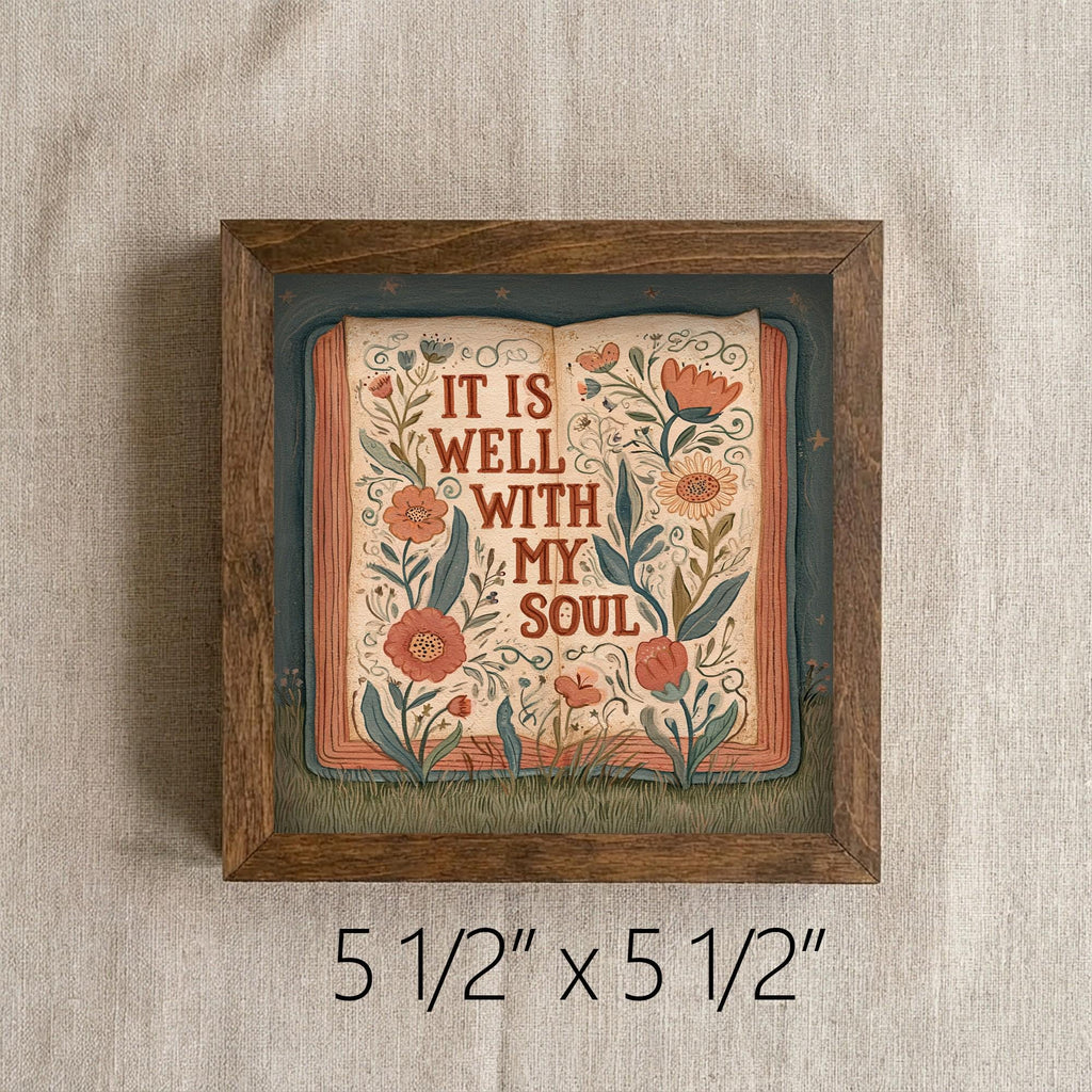 Framed It Is Well With My Soul Art | Faith Tiered Tray Decor