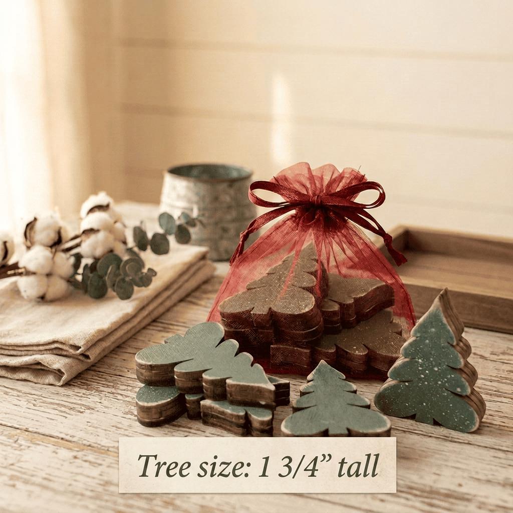 Chunky Wooden Tree Cutouts | Rustic Farmhouse Tiered Tray Decor (Set of 7) | Shelf Sitter or Bowl Filler - TheGrumpyRooster