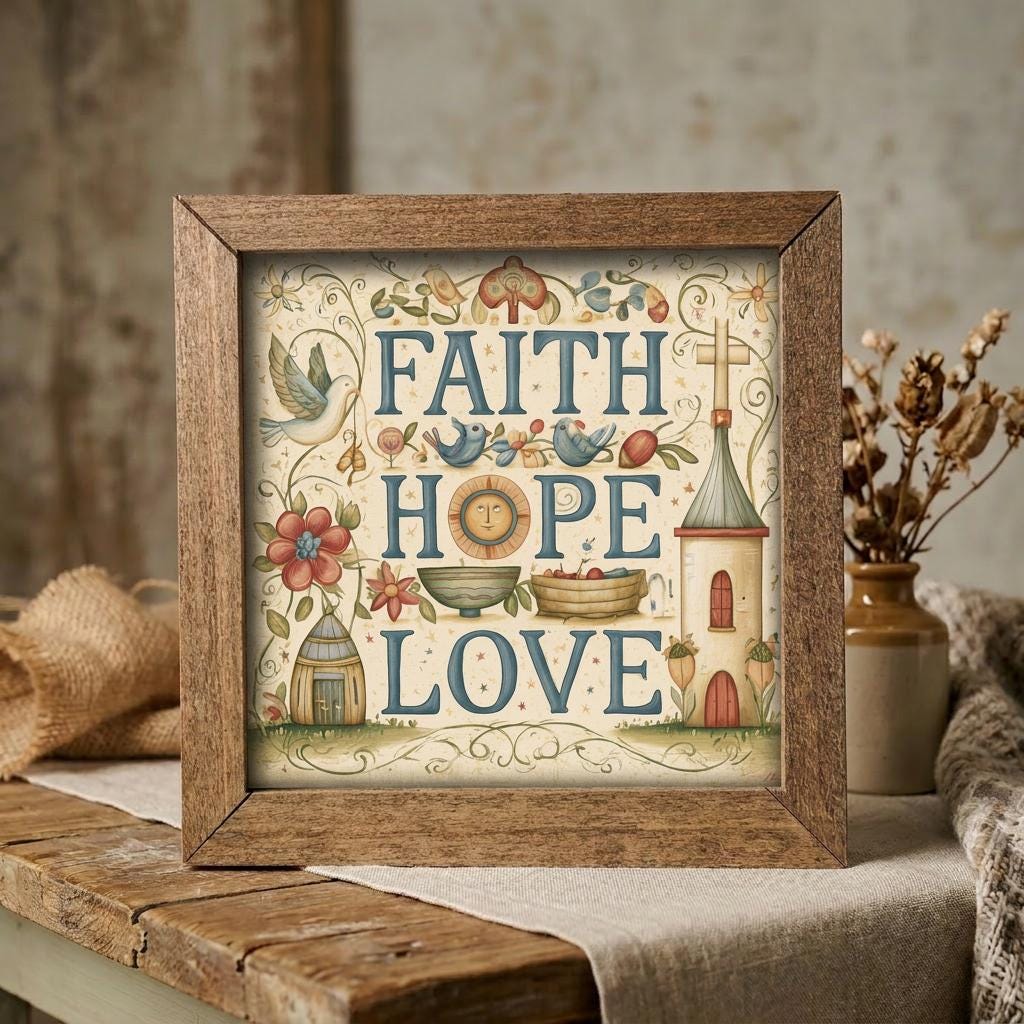 Mini Framed Faith Art Blocks | Rustic Christian Shelf Decor | Choose Your Design | Tiered Tray Decor | Farmhouse Gift - TheGrumpyRooster
