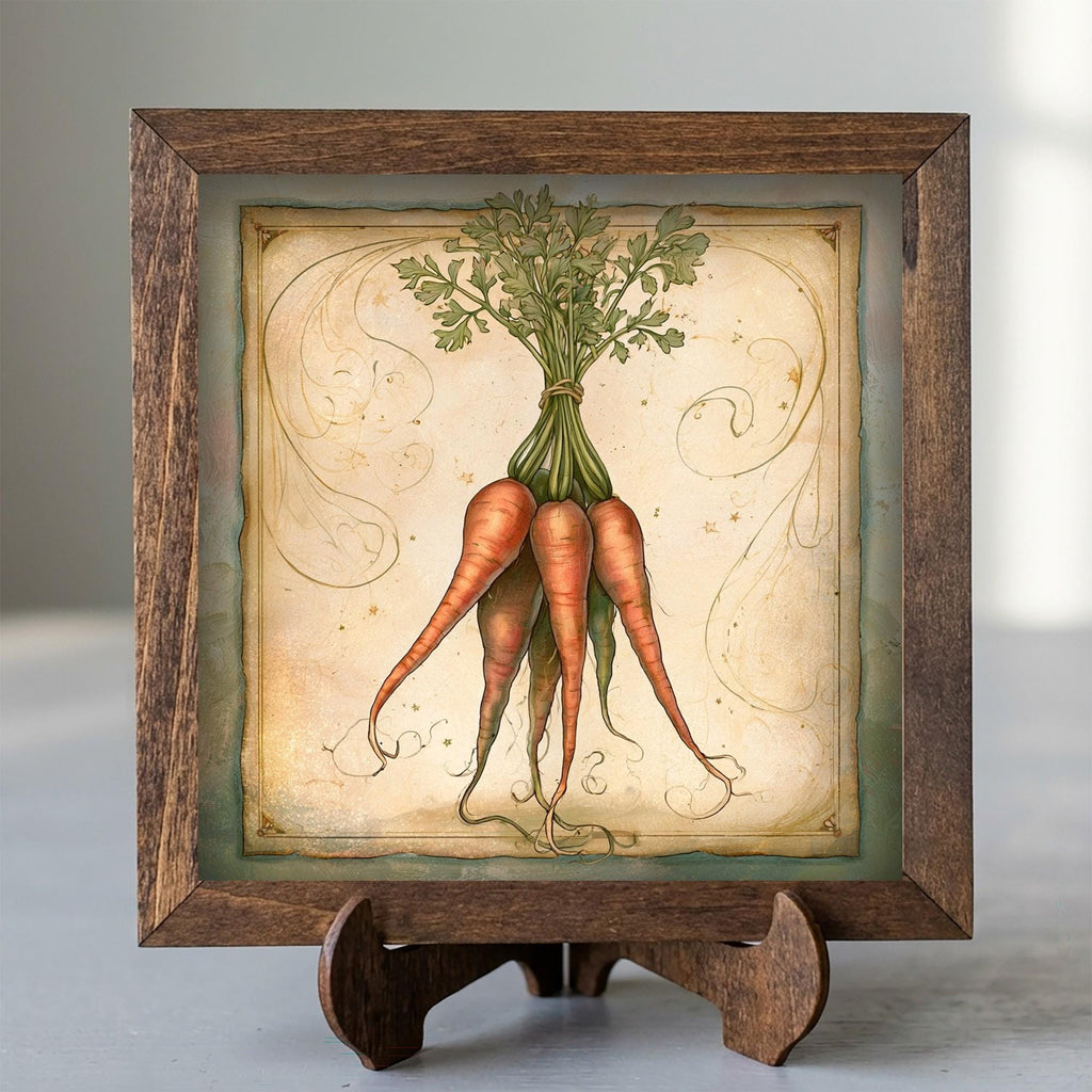 Framed Carrot Art Print | Rustic Farmhouse Kitchen Decor