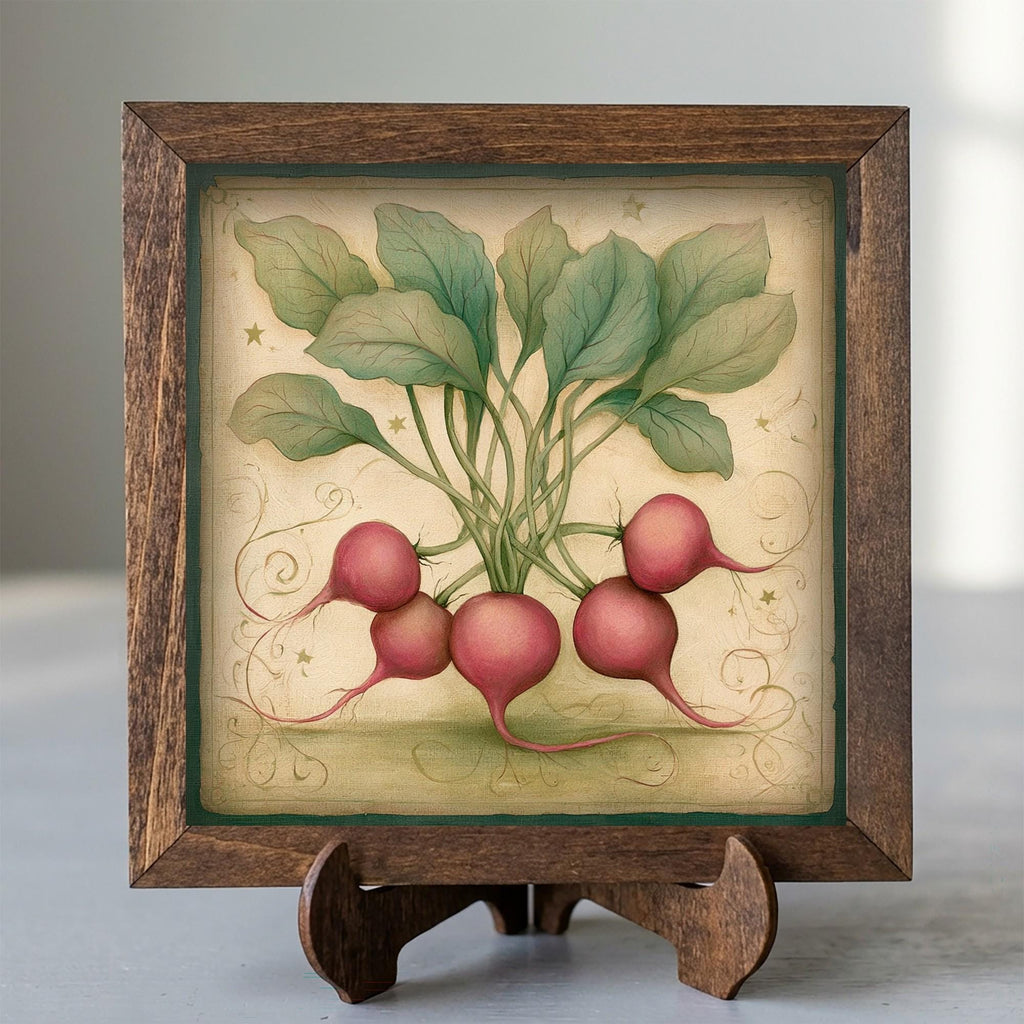 Framed Radish Art Print | Rustic Farmhouse Kitchen Decor