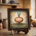 Framed Onion Art Print | Rustic Farmhouse Kitchen Decor (Easel Included)