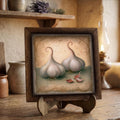 Framed Garlic Art Print | Rustic Farmhouse Kitchen Decor