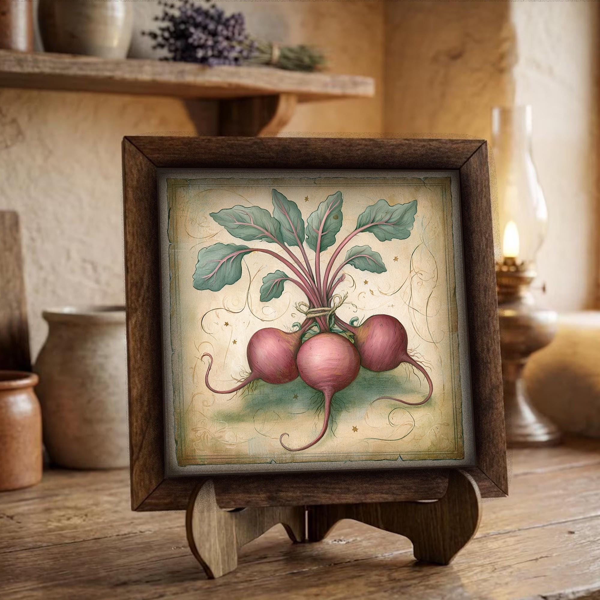 Framed Beet Art Print | Rustic Farmhouse Kitchen Decor