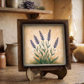 Framed Lavender Art Print | Rustic Farmhouse Shelf Decor (Easel Included)