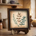 Framed Botanical Art Print | Rustic Farmhouse Shelf Decor (Easel Included)