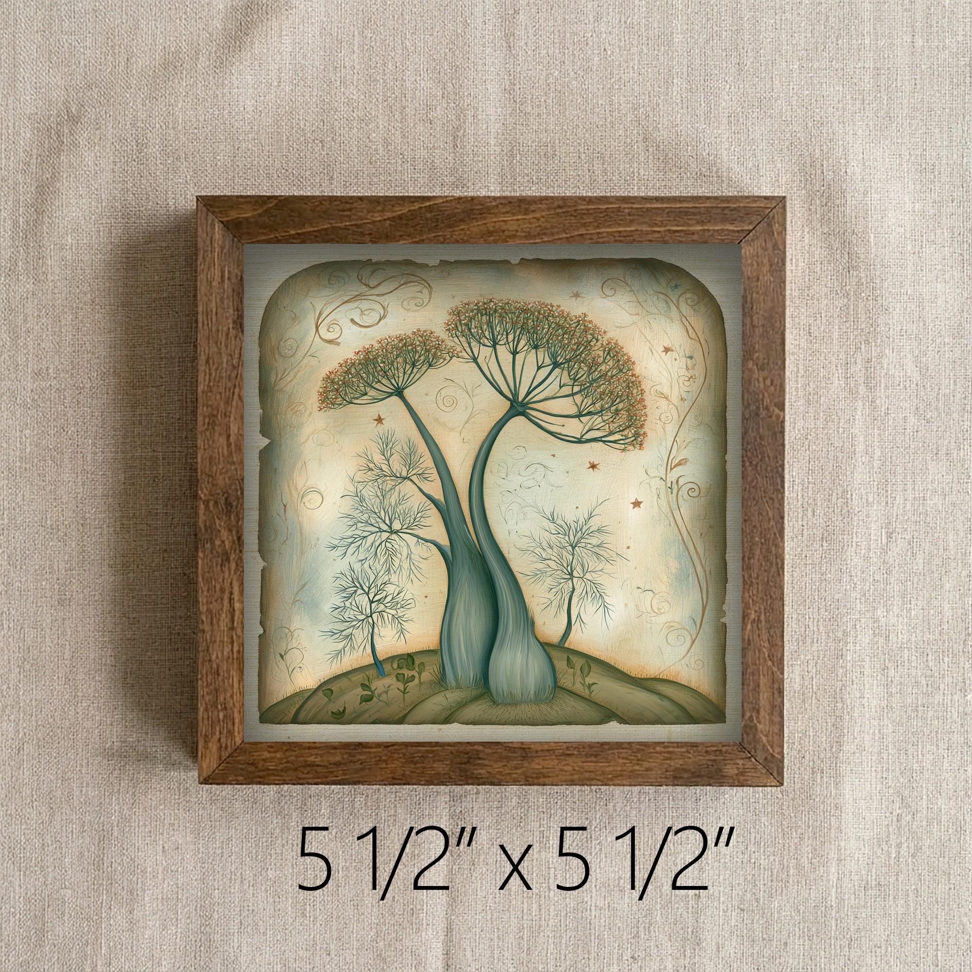 Framed Botanical Art Print | Rustic Farmhouse Shelf Decor