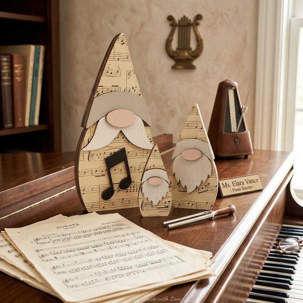 Music Note Gnome Shelf Sitter Set | Farmhouse Music Decor | Rustic Tiered Tray Decor | Handmade Gift Idea - TheGrumpyRooster