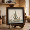 Framed Christmas Sleigh Art Print | Vintage Farmhouse Holiday Decor