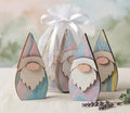 Pastel Wood Gnome Shelf Sitters - Set of 3 - Each is OOAK | Tiered Tray Decor | Paint Swirled Mini Figurines - TheGrumpyRooster