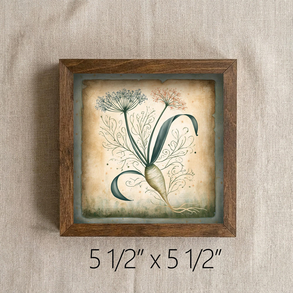 Framed Herb Garden Art Print | Rustic Farmhouse Shelf Decor