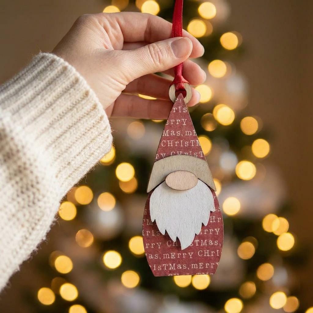Reversible Christmas Gnome Ornaments | Farmhouse Holiday Decor (Set of 2)