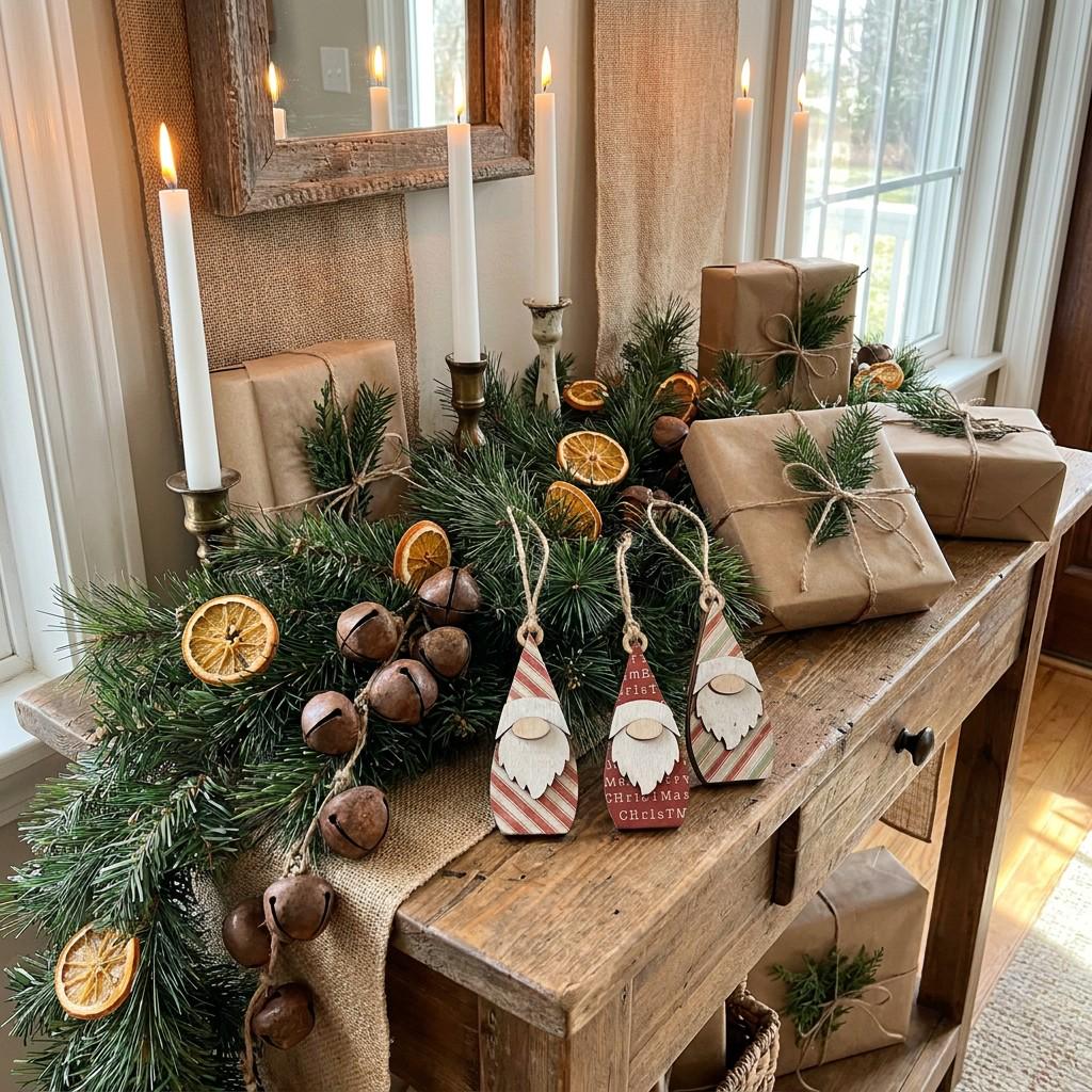Wood Christmas Gnome Ornaments Set | Rustic Farmhouse Holiday Decor (Set of 3)