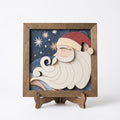Framed Santa Layered Wood Art | Rustic Farmhouse Christmas Decor (Easel Included) | Tiered Tray Decor