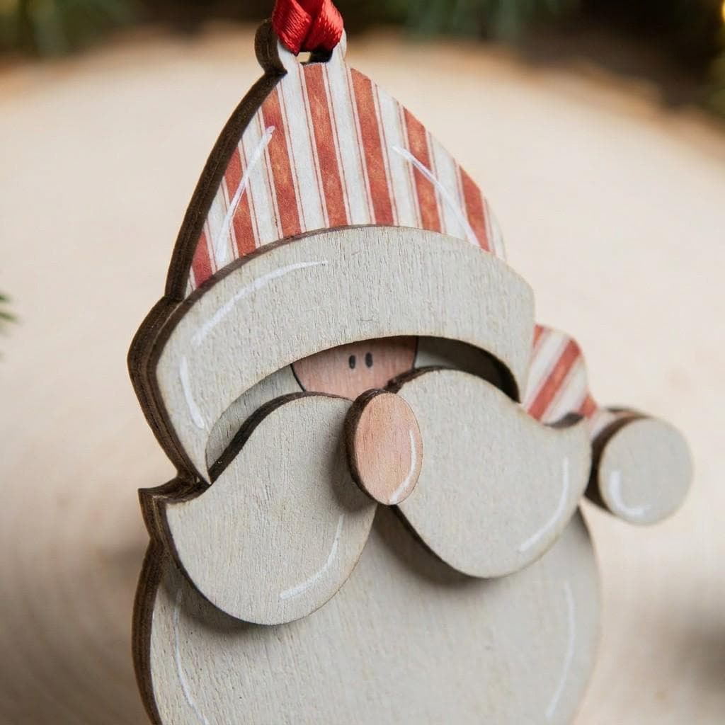 Handmade Wood Santa Ornament | Rustic Farmhouse Christmas Tree Decor
