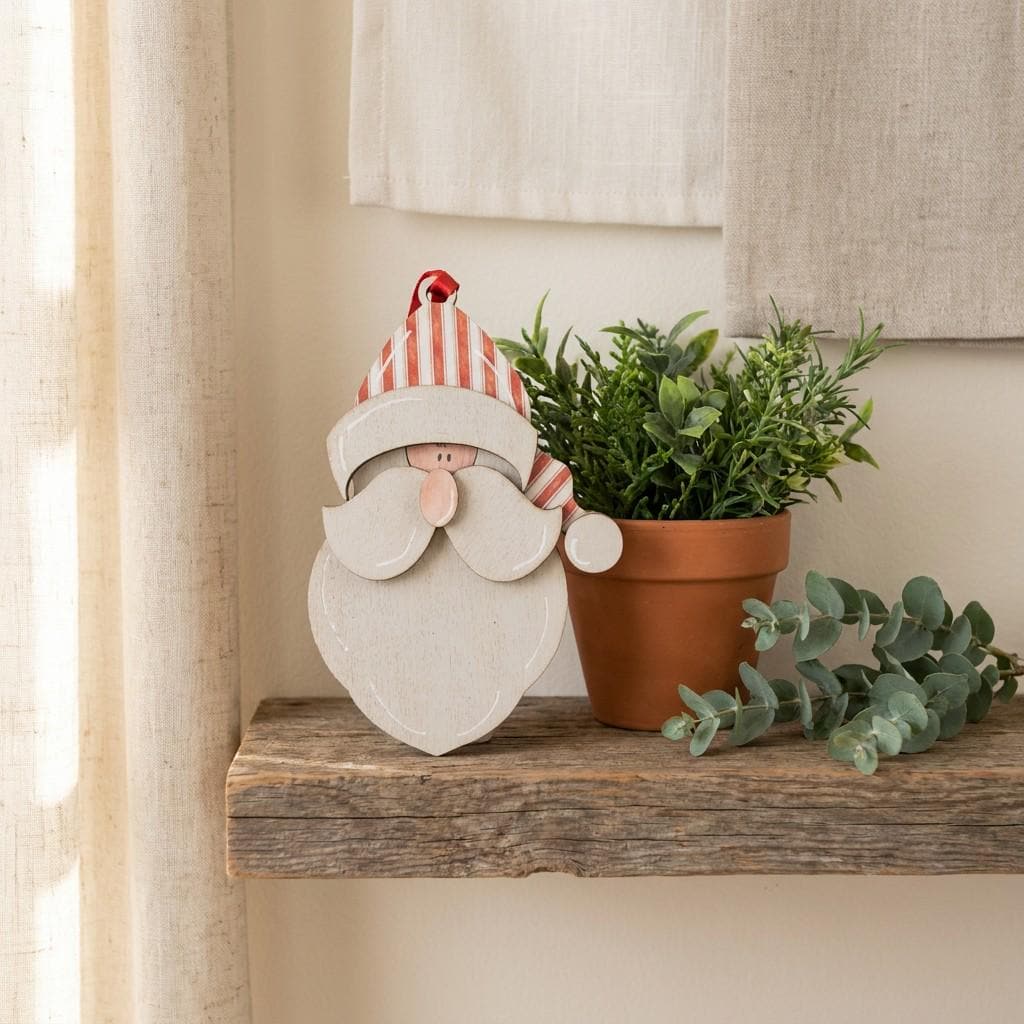 Handmade Wood Santa Ornament | Rustic Farmhouse Christmas Tree Decor