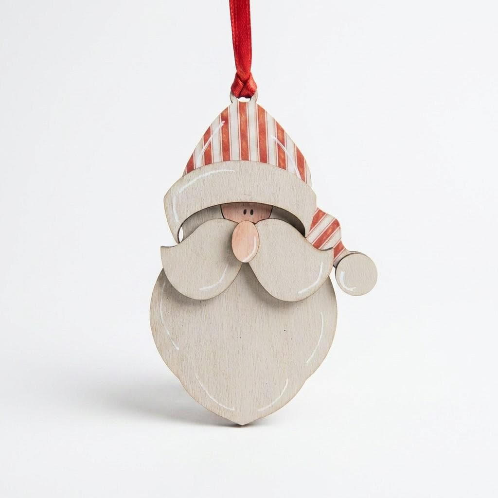 Handmade Wood Santa Ornament | Rustic Farmhouse Christmas Tree Decor