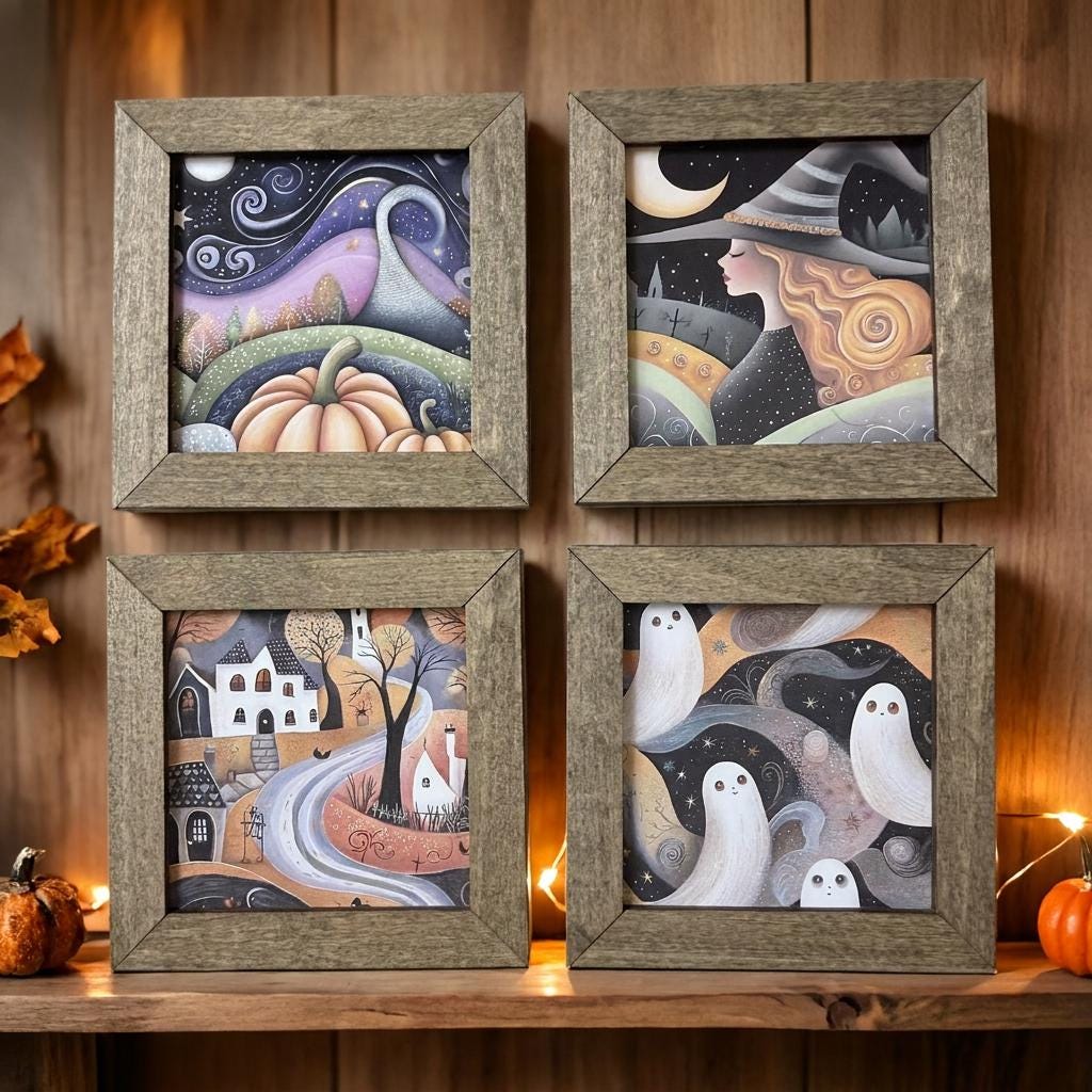 Halloween Magnetic Frame Set | Pick 3 Interchangeable Inserts | Rustic Farmhouse Spooky Decor - TheGrumpyRooster