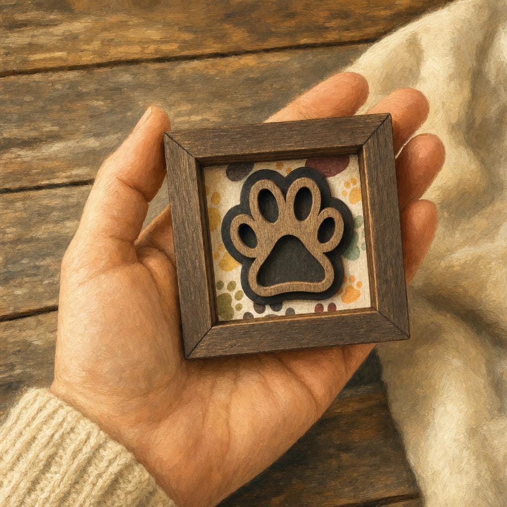 Wooden Paw Print Shelf Sitter Block | Dog Lover Gift | Laser Cut Shadowbox | Farmhouse Dog Decor | Dog Mom - TheGrumpyRooster